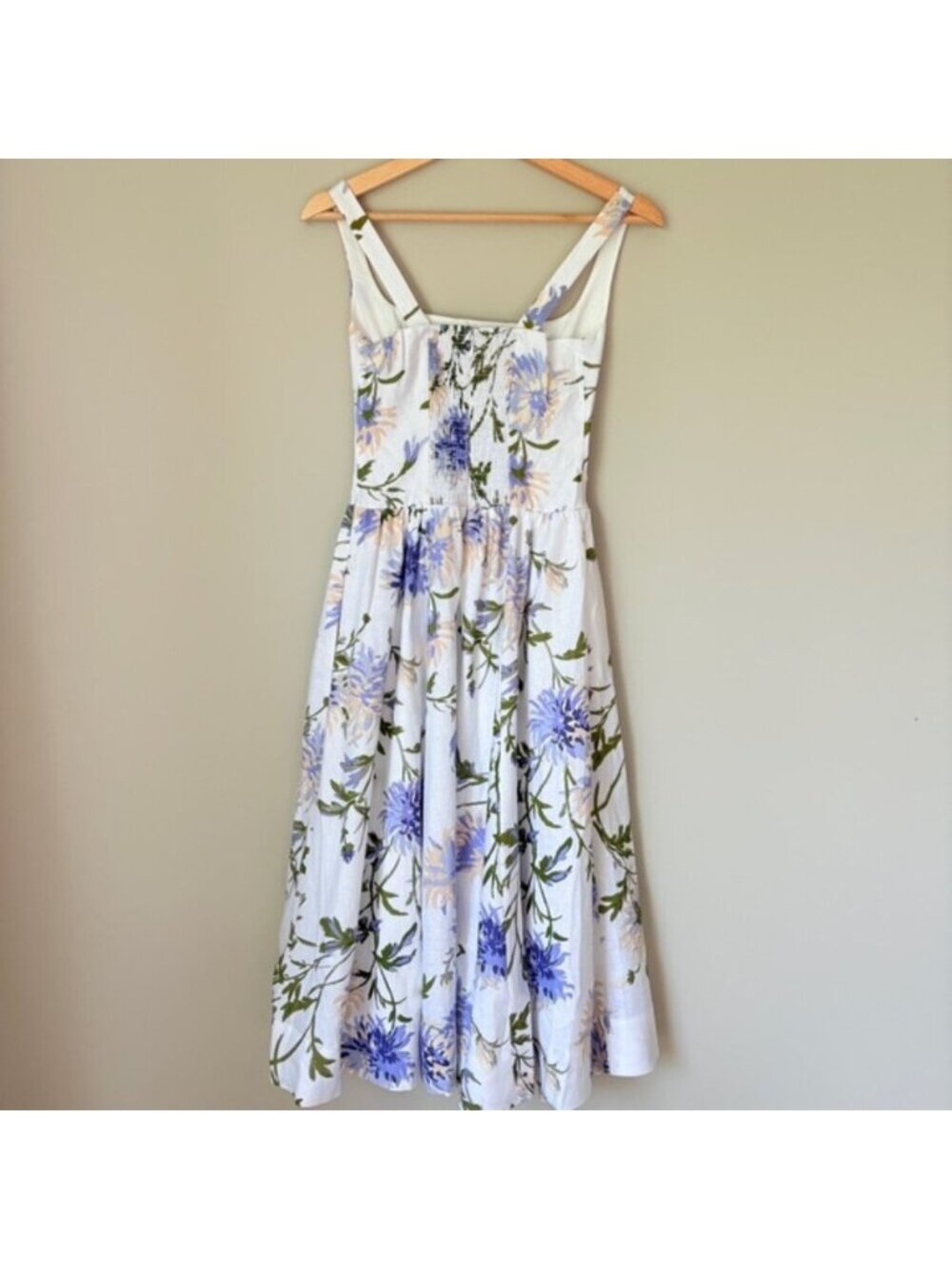 NEW Reformation Janu Midi Linen Dress Serenity White Blue Floral | US 6 / UK 10 - Picture 11 of 14
